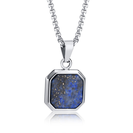 mens square lapis pendant