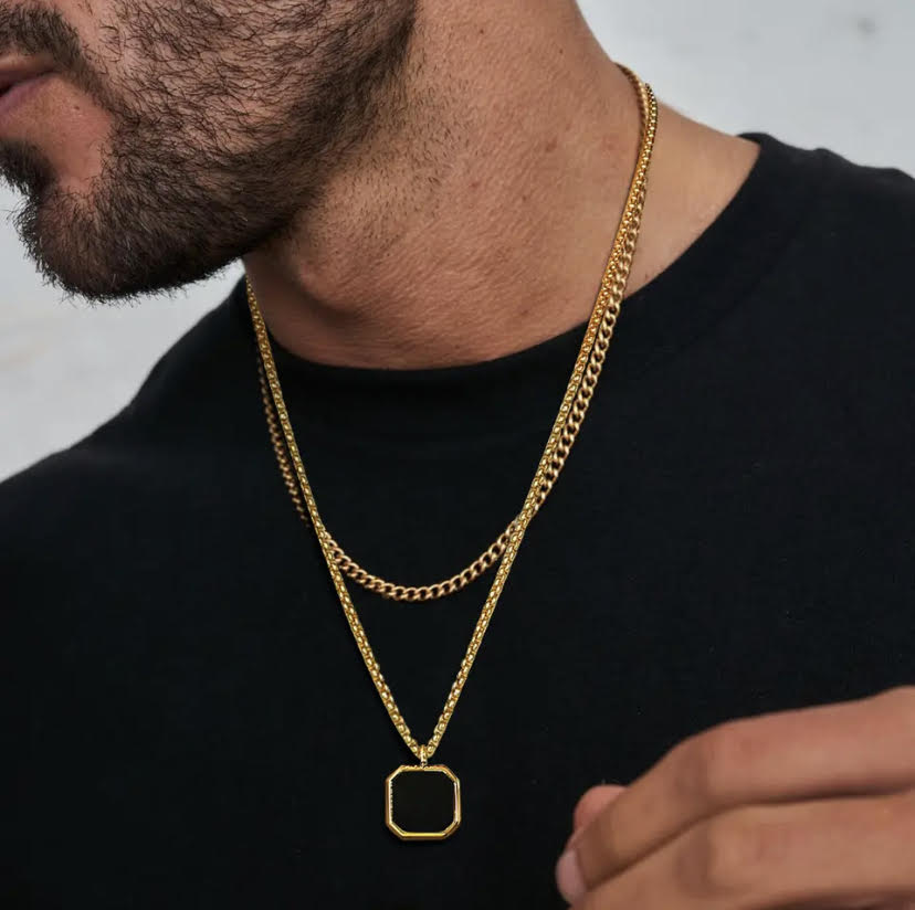 durable mens gold square pendant